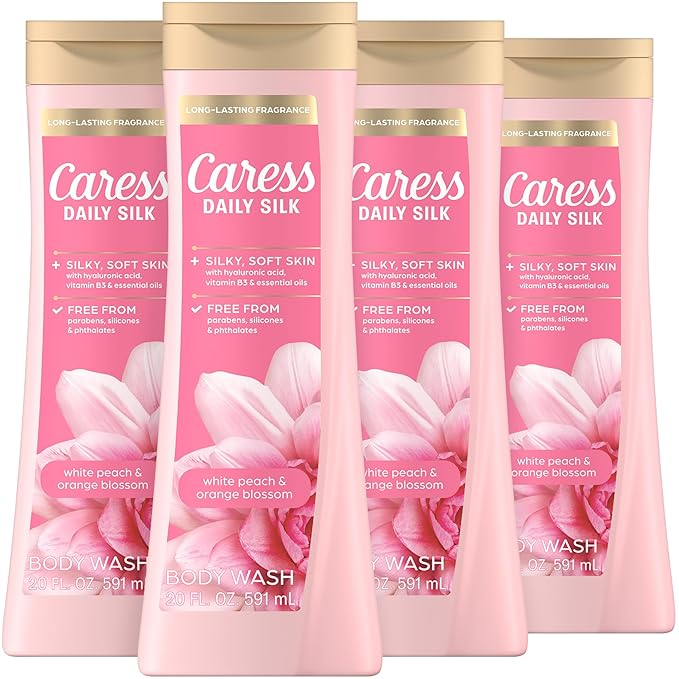 Caress Body Wash for Women, Daily Silk White Peach & Orange Blossom, Shower Gel by Caress