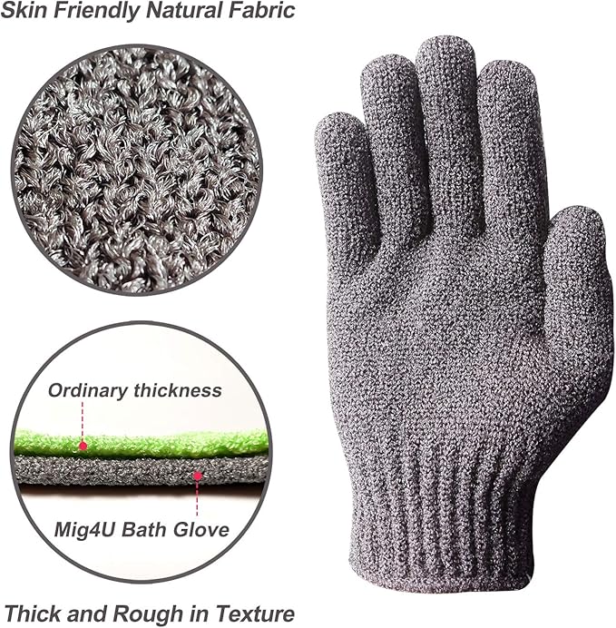 MIG4U Shower Exfoliating Scrub Gloves, Bathing Gloves Body Wash Dead Skin - Image 2