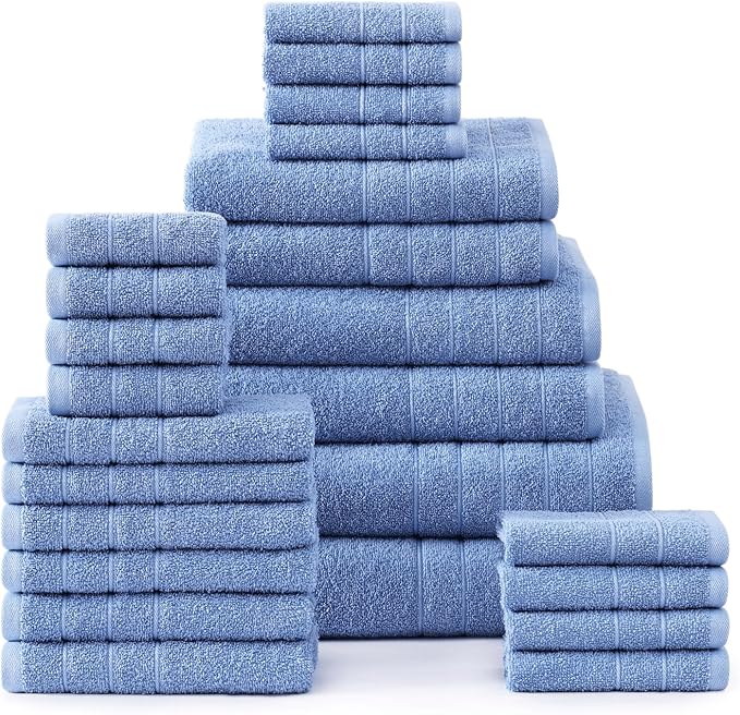 Casa Platino 100% Cotton Bathroom Towels Set – 24 Pc Family Pack – Soft & by CasaPlatino