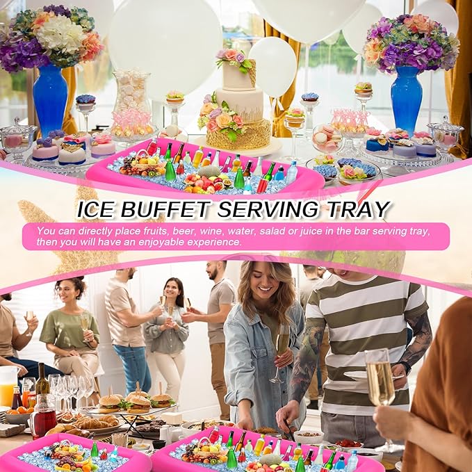 Leitee 4 Pcs Inflatable Ice Serving Bars Buffet Serving Tray Drink Cooler - Image 7