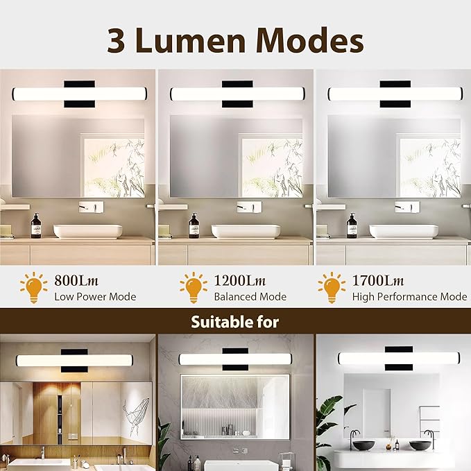 Bathroom Light Fixtures Over Mirror 22IN, 19W 5CCT Dimmable Modern Vanity Lights - Image 5
