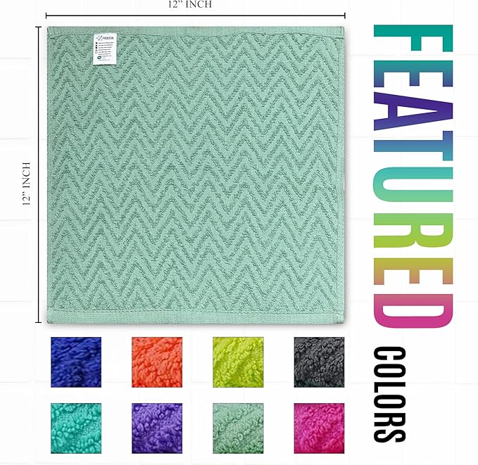 ZUPERIA Zigzag Multicolor Wash Cloths -32 Pack -12" x 12"- Highly Absorbent - Image 5