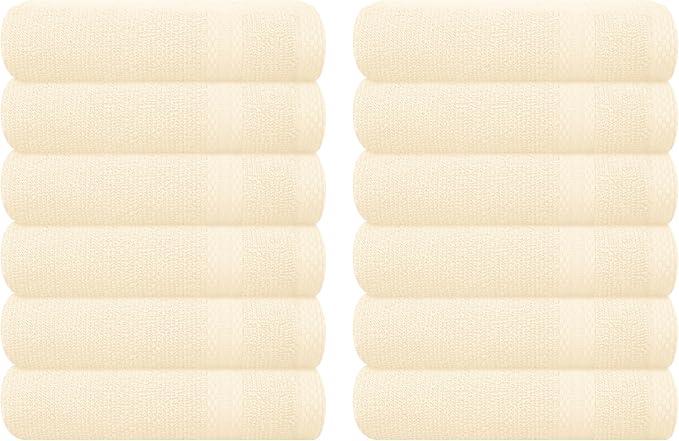 GLAMBURG Ultra Soft 12-Piece Washcloths Set 13x13-100% Ringspun Cotton by GLAMBURG