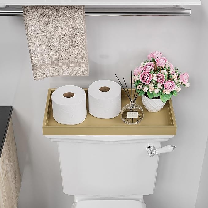 ZHWS Gold Bathroom Vanity Tray for Countertop Perfume Makeup Jewelry Candle - Image 4