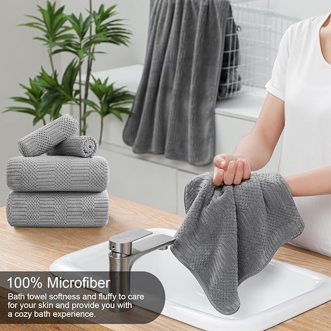 Ycosy 4 Pack Extra Large Microfiber Bath Towels Set, 35x70 inches, Less Lint - Image 3