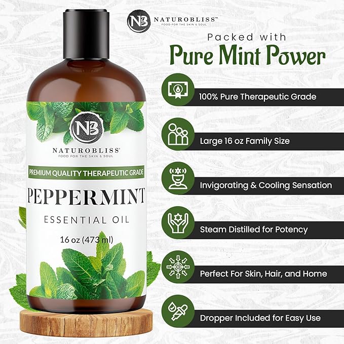 NaturoBliss Peppermint Essential Oil, 100% Pure and Natural Therapeutic Grade - Image 2