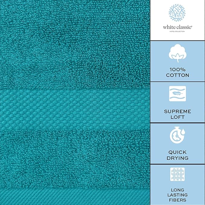 White Classic Luxury Bath Towels Set of 4 Large - Image 7