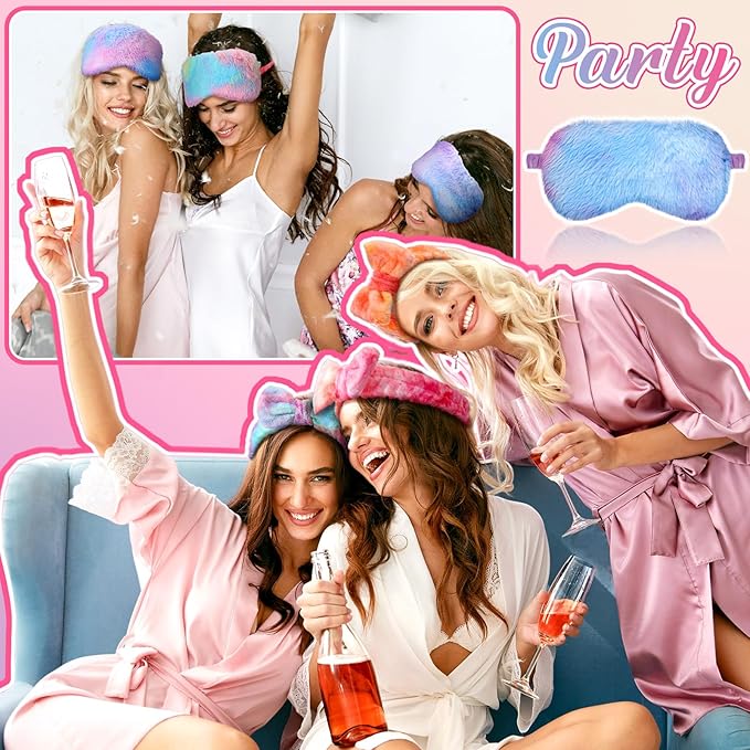 Xuhal 24 Pcs Spa Sleepover Party Favors Supplies Plush Headband and Eye Mask - Image 4