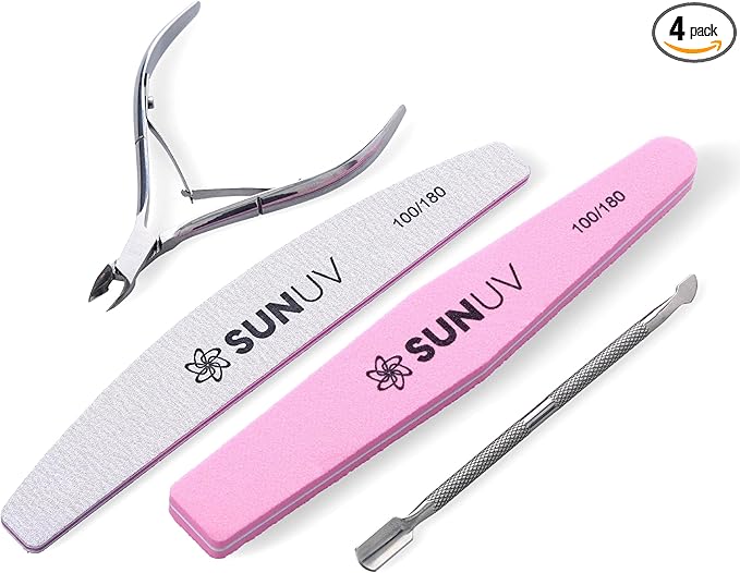 SUNUV 4PCS Cuticle Nippers, Cuticle Pusher by SUNUV
