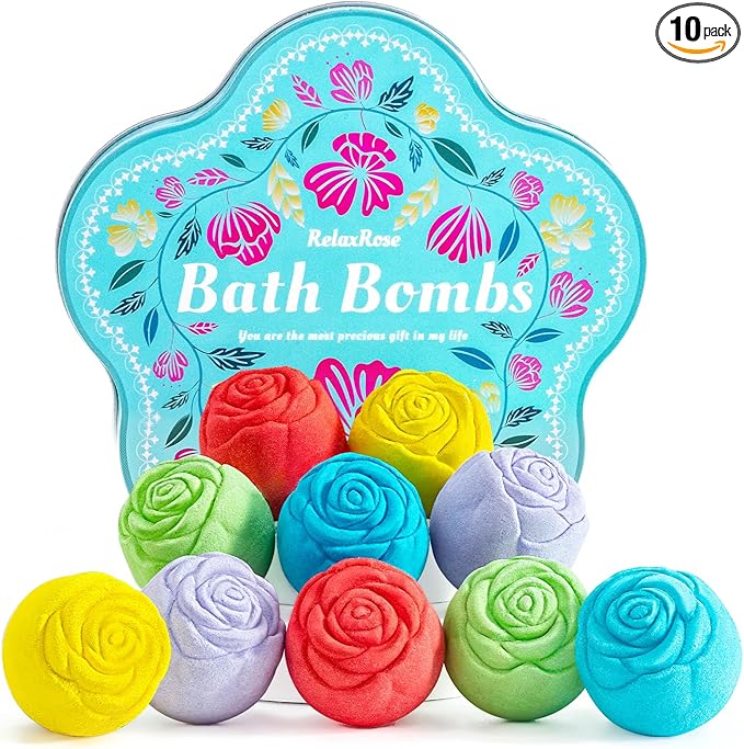Bath Bomb Gift Set for Women – 10 Pack Handmade by RelaxRose