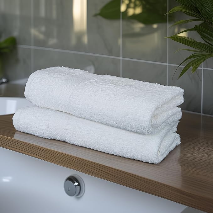 Commercial Bulk Pack of 12 Small Bath Towels – 100% Cotton Terry 24" x 46" – - Image 2