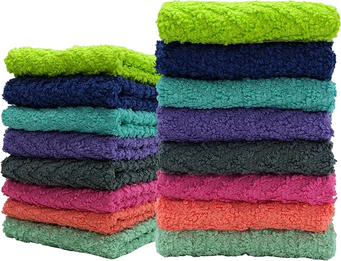 ZUPERIA Zigzag Multicolor Wash Cloths -16 Pack -12" x 12"- Highly Absorbent - Image 3