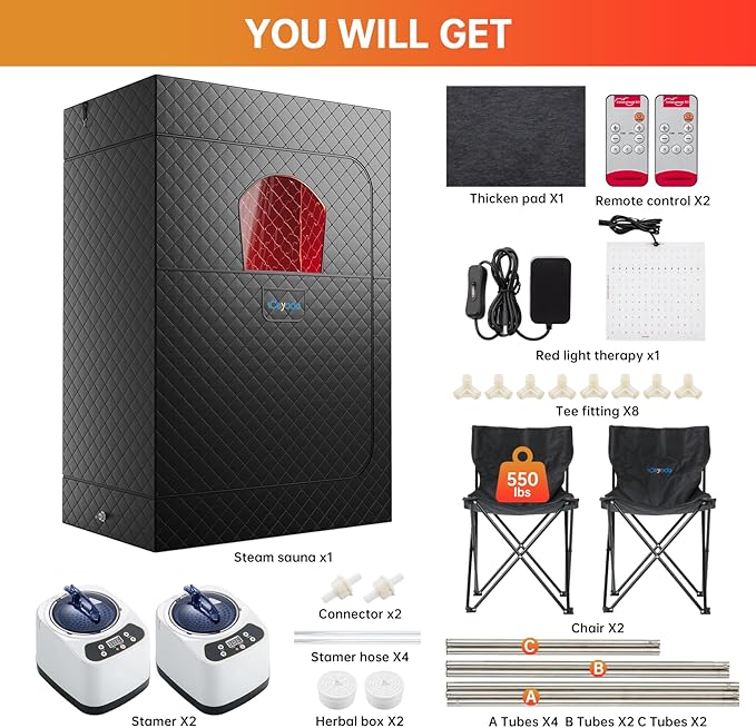 Upgraded 2 Person Infrared Sauna Box, 77”x 37”x 50” Portable Sauna - Image 9