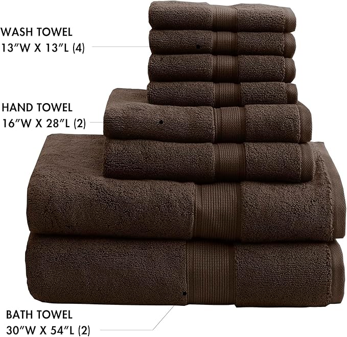 Madison Park 800GSM Bathroom Towel Set of 8 100% Cotton Bath Towel Set - Image 4