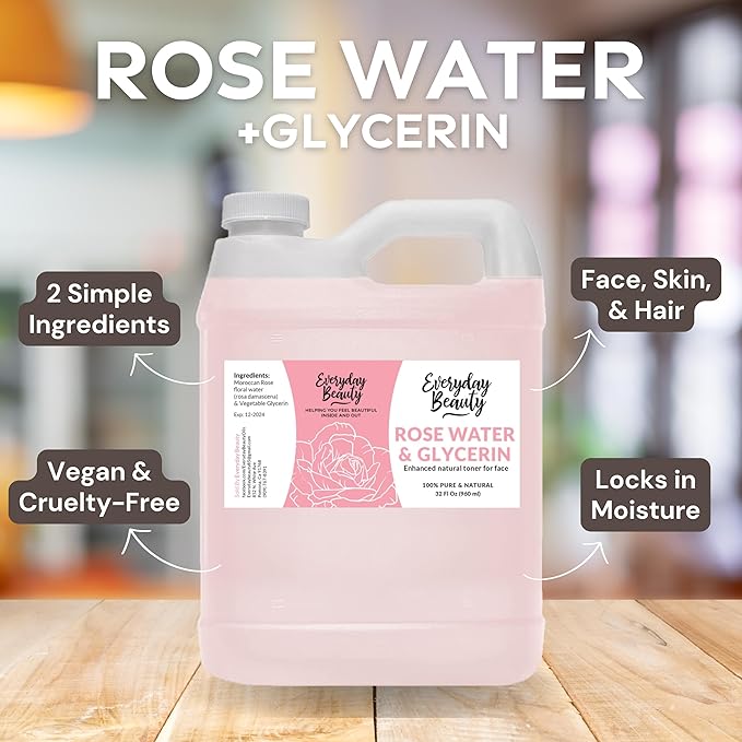 Rose Water & Glycerin Enhanced Facial Toner - 32oz Bulk Alcohol-Free Vegan All - Image 5