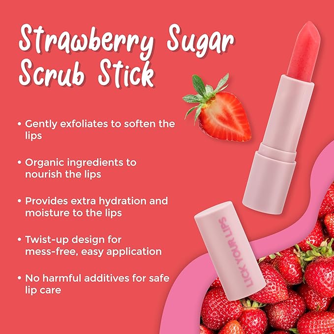 Watermelon Tinted Lip Balm and Strawberry Sugar Lip Scrub Stick Duo - Image 4