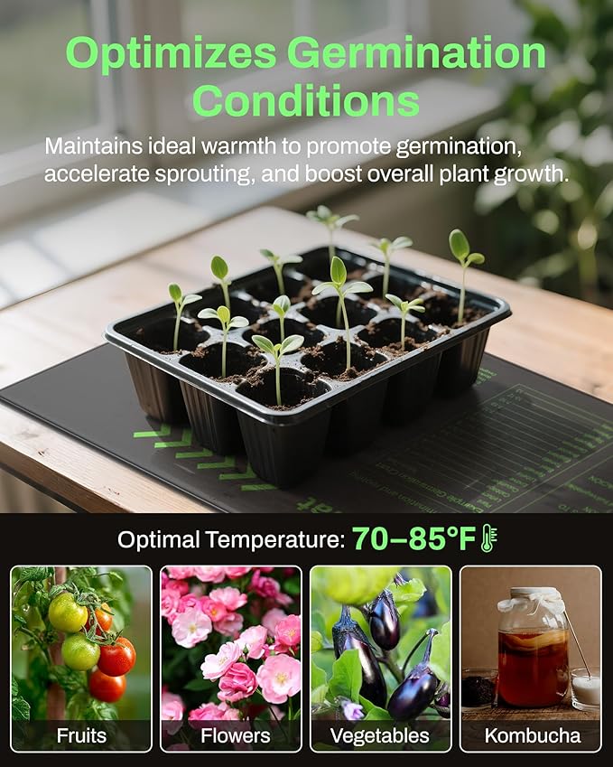BN-LINK Seedling Heat Mats for Seed Starting 10" x 20.75", 6 Pack Waterproof - Image 6