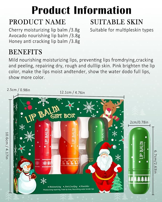 Lip Balm Kit-3Pcs Lip Care Moisturizer, Hydrating Lip Repair Sticks - Image 7