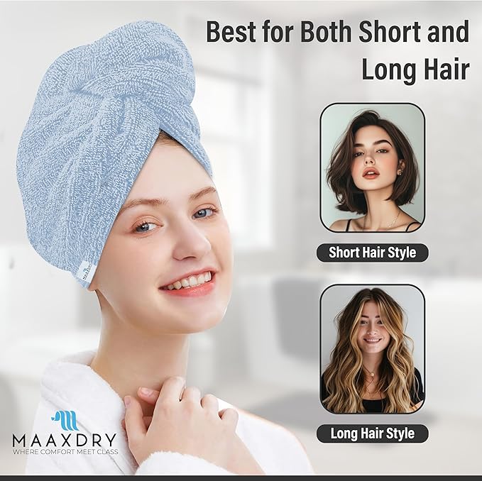 100% Cotton Hair Towel Wrap for Women, Men & Kids – Non-Microfiber 450 GSM - Image 6