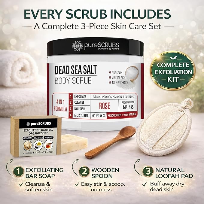 pureSCRUBS Premium Rose Body Scrub Set - Image 5