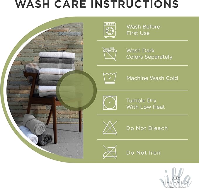 100% Cotton Bath Towel Set of 12-4 Bath Towels, 4 Hand Towels, 4 Wash Cloths - Image 6