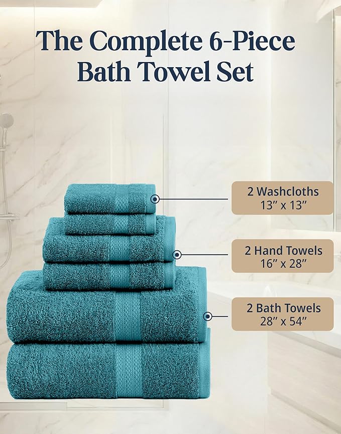 LANE LINEN Luxury Cotton Bath Towel Set of 6 - Image 4