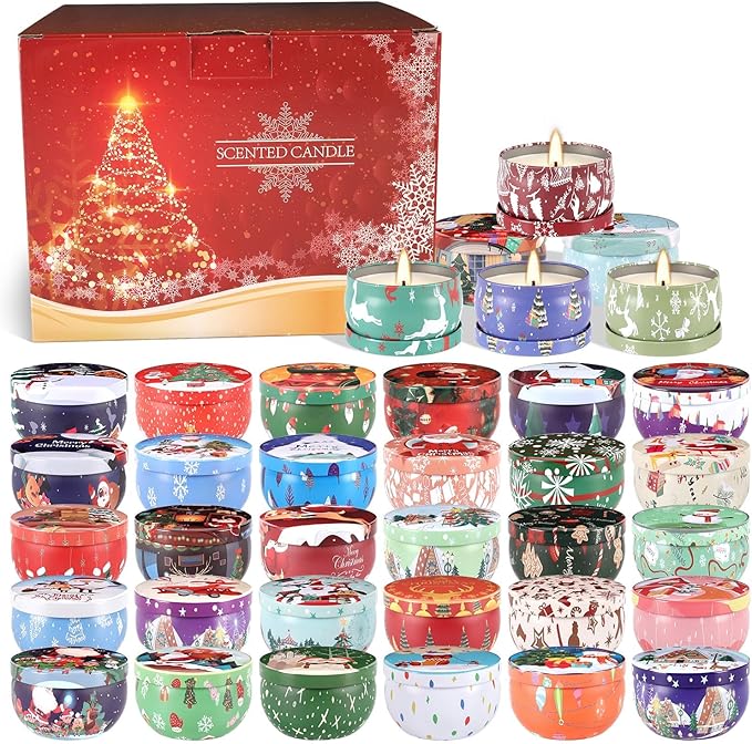 36 Packs Christmas Scented Candles, 2.5oz Smokeless Clean Burning Soy Wax - Image 5