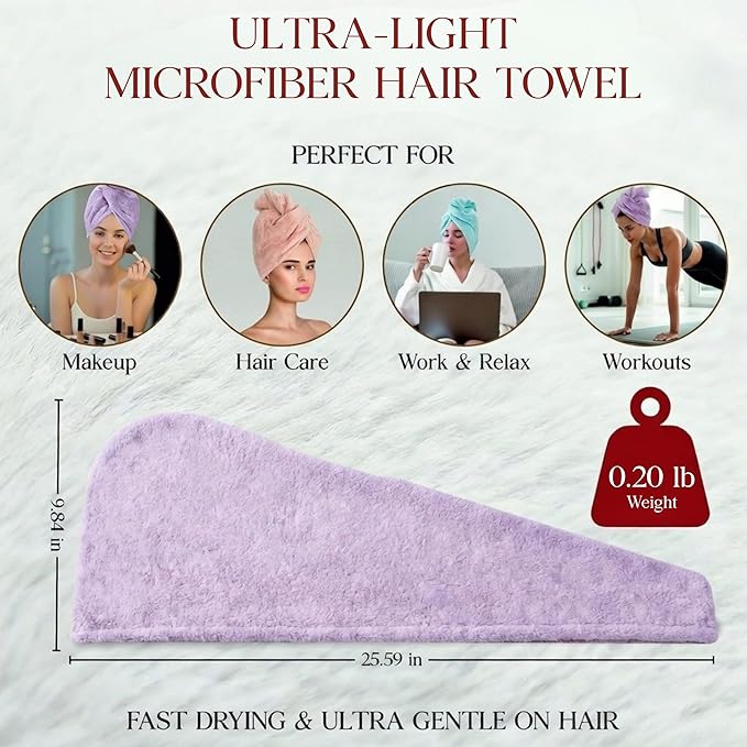 3 Pack Microfiber Hair Towel Wrap - Image 2