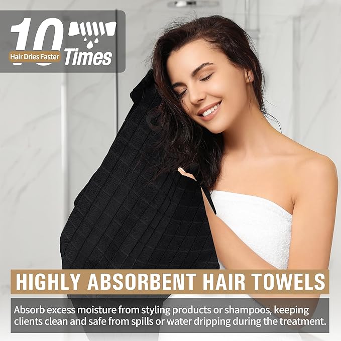 Salon Towels, 24 Pack Black Hand Towels - Image 5