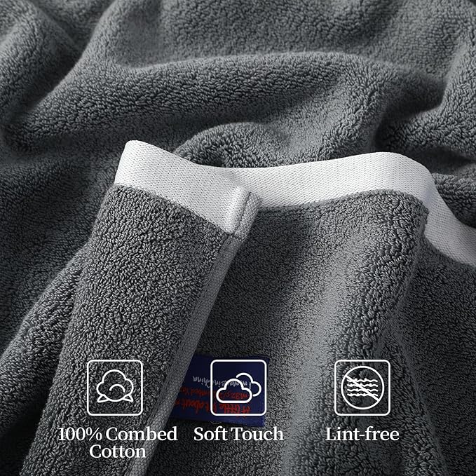 REDKISS 6 Piece Luxury Bath Towel Set, 2 Bath Towels, 2 Hand Towels, 2 - Image 6