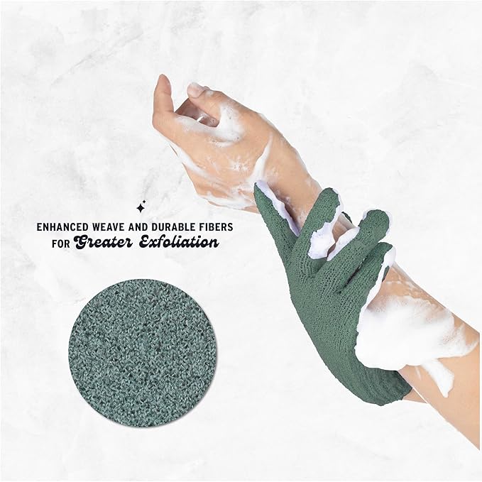 4 Pairs Exfoliating Gloves, 100% Nylon, Dual Texture Body Scrub - Image 3