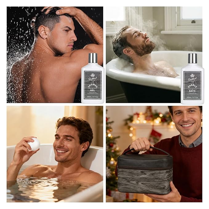 21 Pcs Bath & Body Care Set for Men, Father's Day Gifts for Dad, Home Spa Self - Image 4