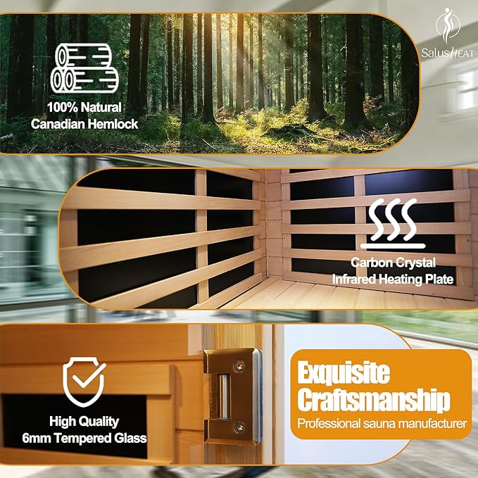 Far Infrared Sauna 1 Person Infrared Home Sauna Room 0-5mG Utra Low EMF Home - Image 5