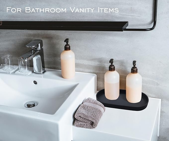 Black Small Tray, Oval Tray for Kitchen Counter, Bathtub Bathroom Vanity Items - Image 3