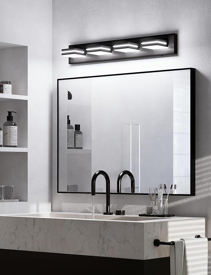 VOLISUN Modern 30-Inch Black Bathroom Vanity Light Fixtures, Cool White LED - Image 3