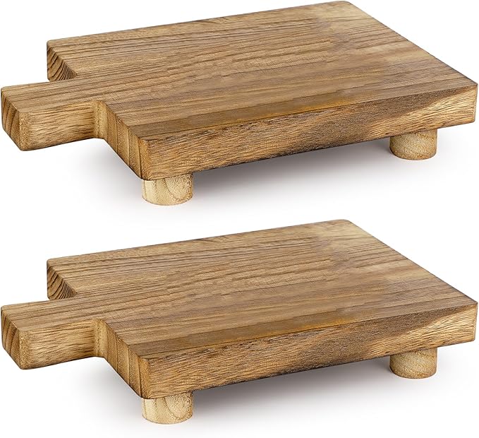 2 Pcs Handmade Wooden Tray, Practical Bathroom and Kitchen Decoration by Teniinet