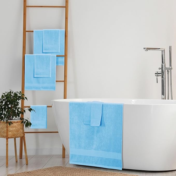 Belizzi Home 8 Piece Towel Set 100% Ring Spun Cotton, 2 Bath Towels 27x54 - Image 4