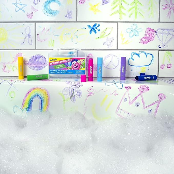 Mr. Bubble Bath Time Body Paints – 6-Color Washable Bath Paint Sticks - Image 3