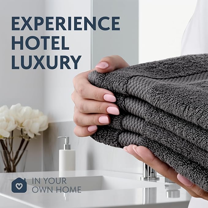 White Classic Luxury Dark Gray Hand Towels - Image 6