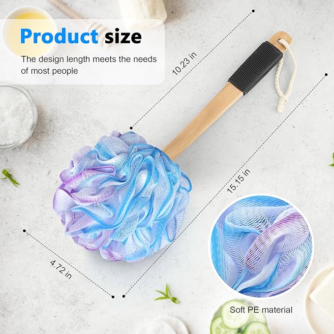 Loofah on a Stick PE Soft Mesh Luffa - Image 3