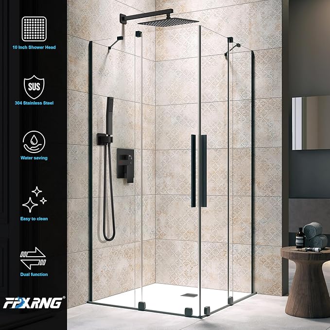 FPXRNG Black Shower Faucet Set, Rainfall Shower System - Image 3