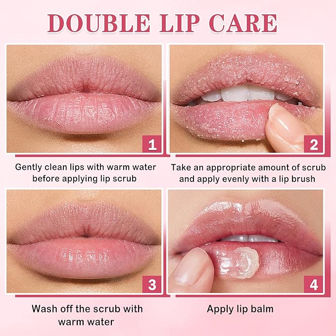 4PCS Lip Scrub and Mask Set, Strawberry and Honey Pot Lip Balm, Repair Bee Lip - Image 6