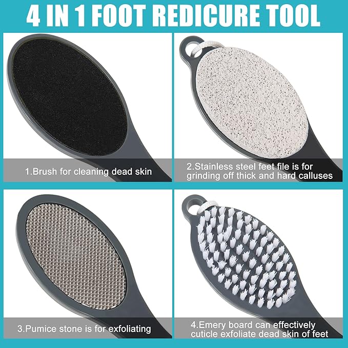 Foot File Callus Remover-3 Pcs 4 in 1 Foot Scrubber Dead Skin Remover - Image 2