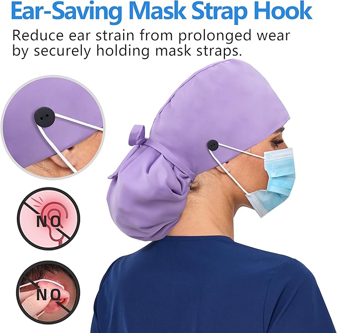Satin Lined Scrub Cap, Adjustable Surgical Cap - Image 3