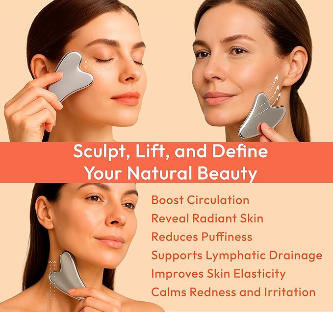 Stainless Steel Gua Sha Tool for Face & Neck – Facial Massage Tool for - Image 2