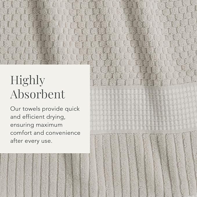 NY Loft 100% Cotton 6 Piece Bath Towel Set | Grey Towels | Oeko-TEX® Standard - Image 7