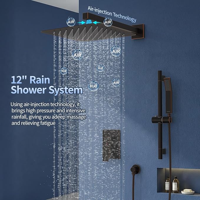SR SUN RISE 12 Inch Oil Rubbed Bronze Shower Faucet Set, Wall-Mount Adjustable - Image 2