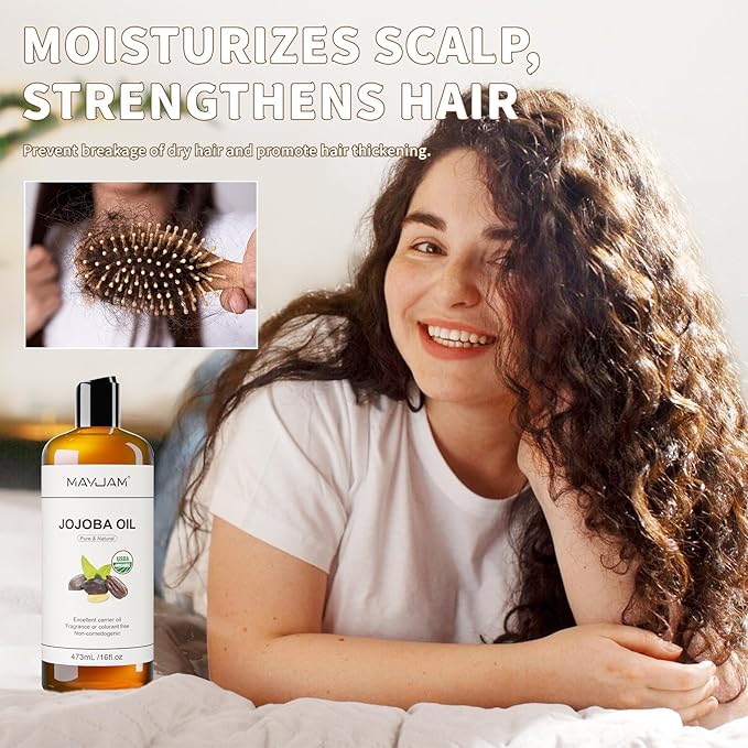 MAYJAM Jojoba Oil Organic USDA Certified 16 Oz, 100% Pure & Natural Jojoba Oils - Image 6