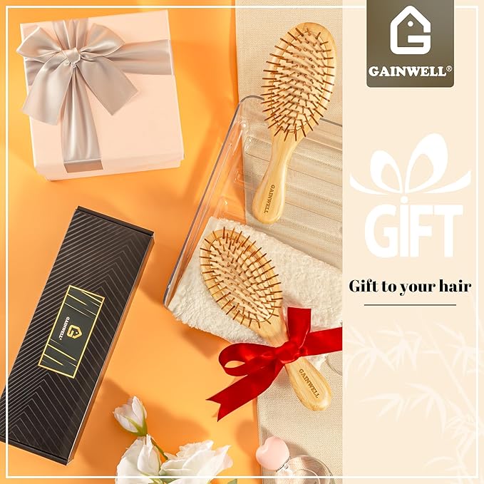 GAINWELL Hair Brush for Hair Growth, Bamboo Bristles Detangling Wooden Paddle - Image 7