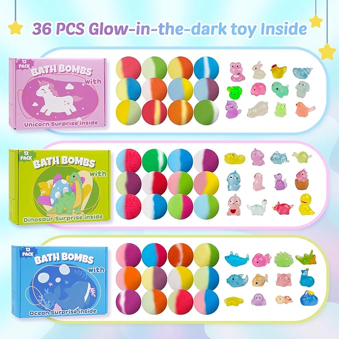 Bath Bombs for Kids with Toy Inside, Animal and Ocean Surprise Inside, Handmade - Image 2